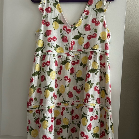 Isaac Mizrahi White Linen Dress with Cherry and Lemon Print - Picture 2 of 4